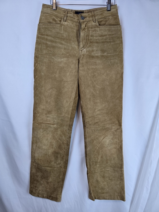 Jou Jou Pants - Jou Jou Suede Straight-Leg Pants in Tan